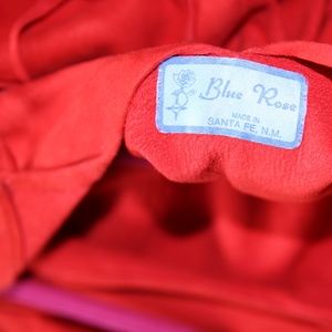 BLUE ROSE, REAL Suede Leather Fringe, SIZE MEDIUM